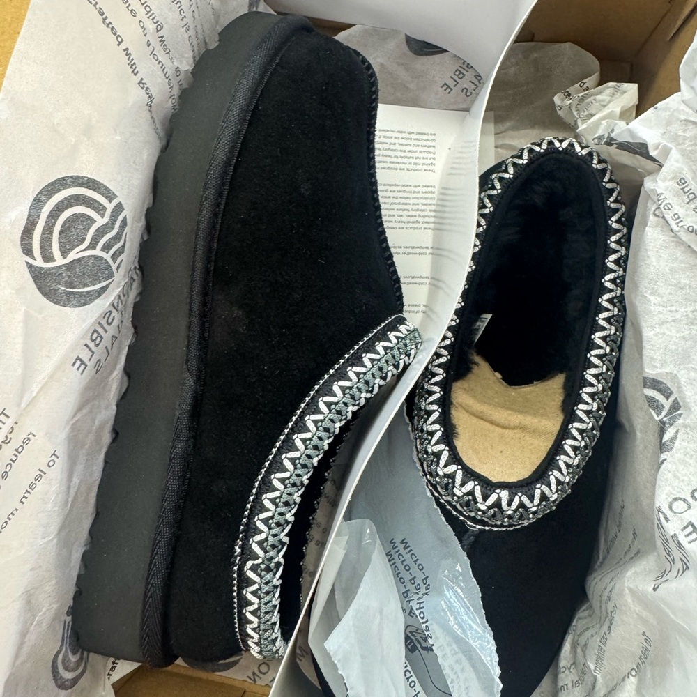 UGG Black Slippers with Metallic Accents